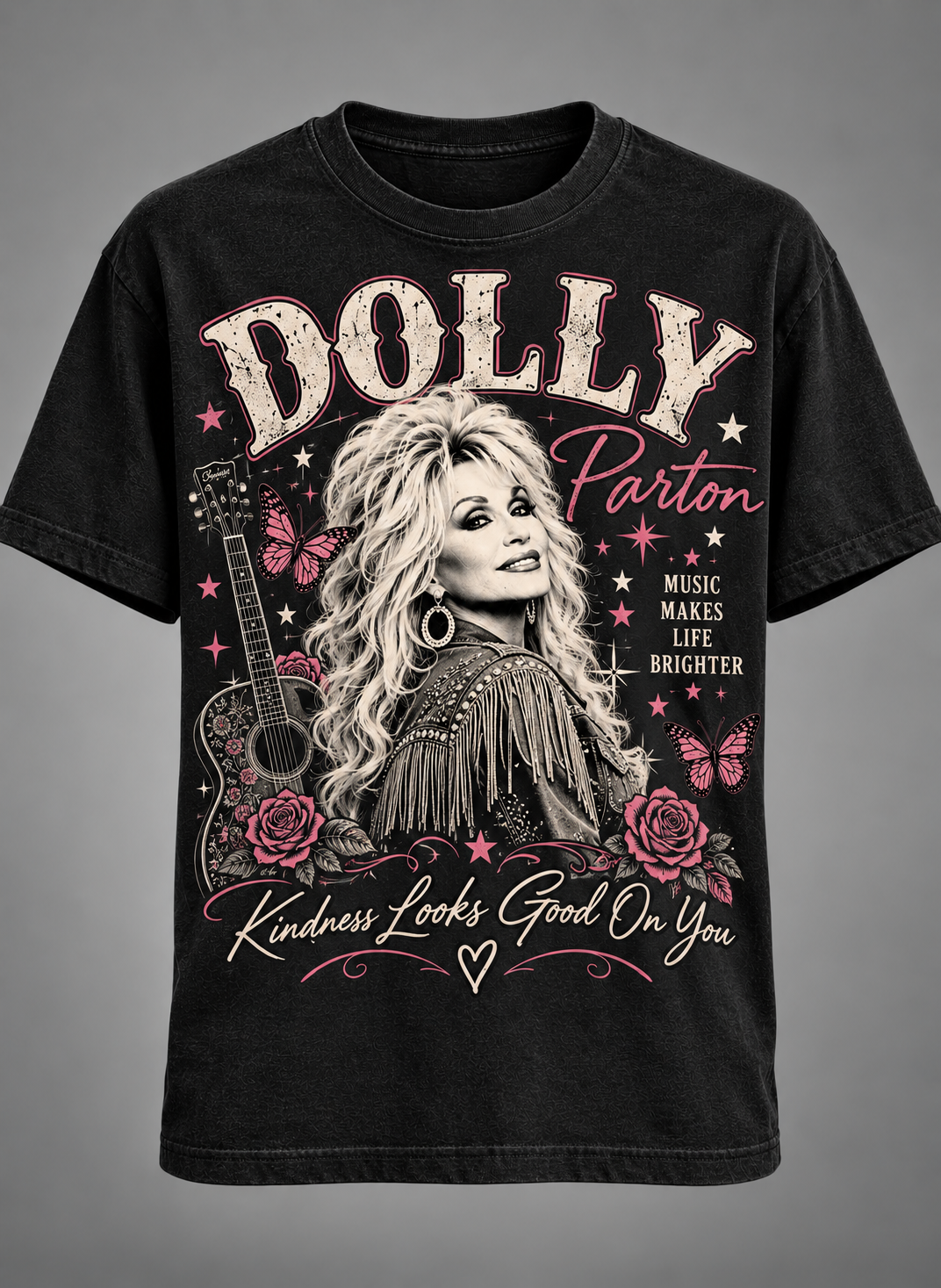 Dolly Parton Kindness Looks Good On You T-Shirt – Country Music Tribute Vintage Graphic Tee